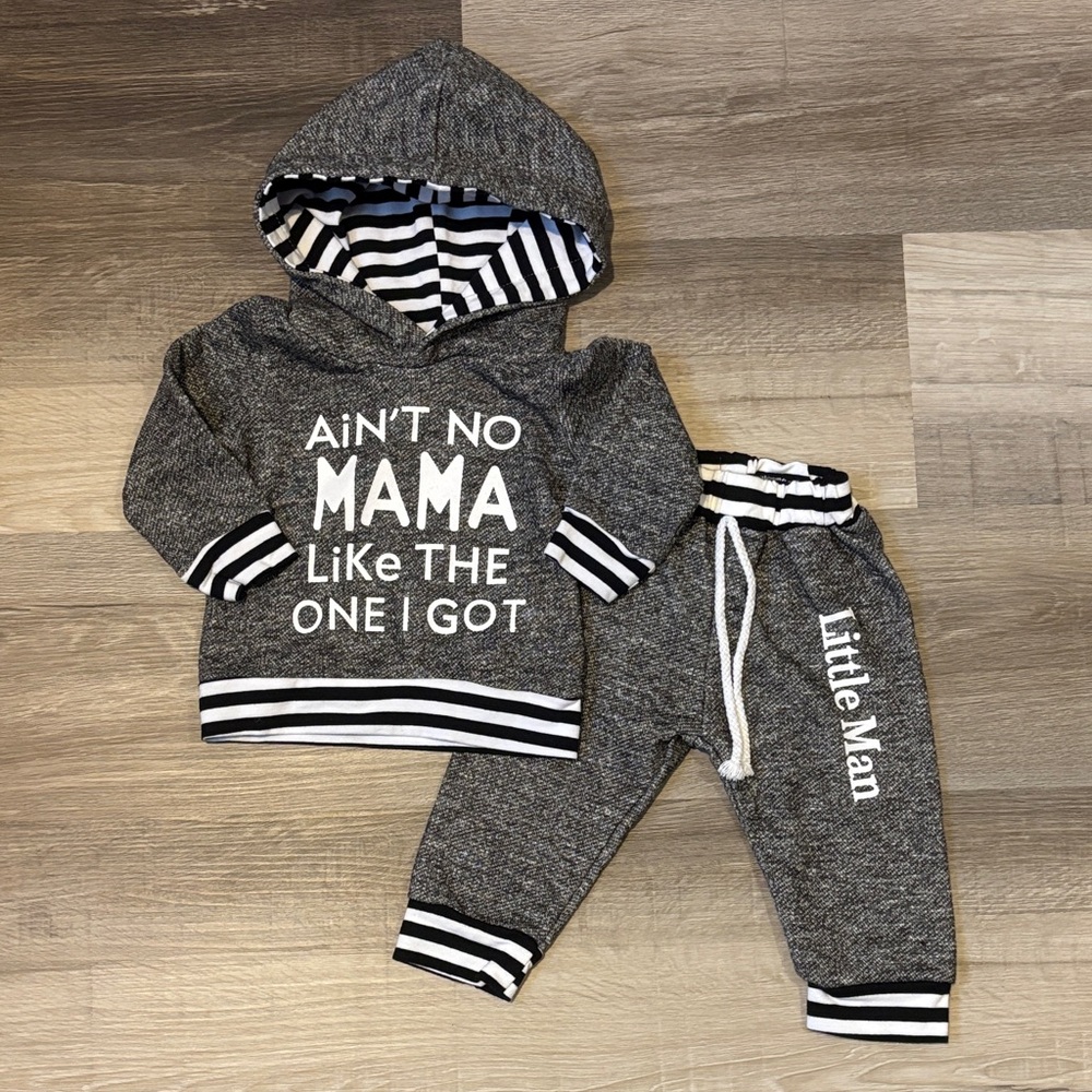 Gray Kids Hoodie and Jogger Set